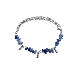 Bracelet artisanal, sodalite et acier inoxydable