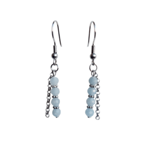 Boucles d'oreilles artisanales, angélite et acier inoxydable