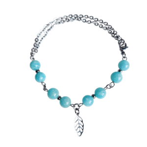 Bracelet artisanal, amazonite et acier inoxydable