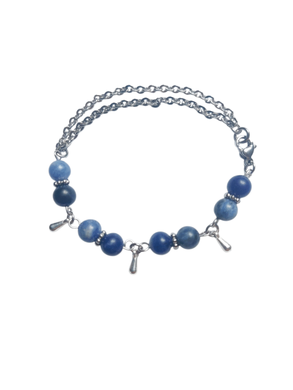 Bracelet artisanal, sodalite et acier inoxydable