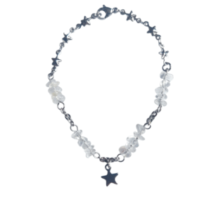 Bracelet artisanal, cristal de roche et acier inoxydable