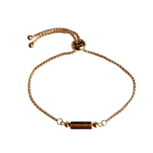 Bracelet artisanal, œil de tigre et acier inoxydable