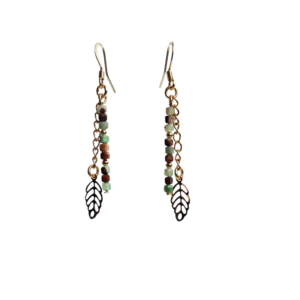 Boucles d'oreilles artisanales, chrysoprase et acier inoxydable