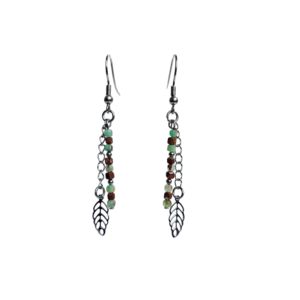 Boucles d'oreilles artisanales, chrysoprase et acier inoxydable