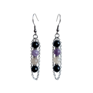 Boucles d'oreilles artisanales, tourmaline et acier inoxydable