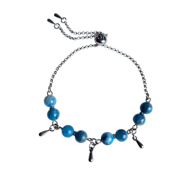 Bracelet artisanal, apatite et acier inoxydable