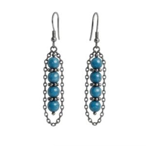 Boucles d'oreilles artisanales, apatite et acier inoxydable