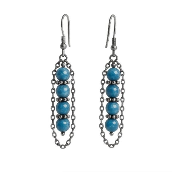 Boucles d'oreilles artisanales, apatite et acier inoxydable