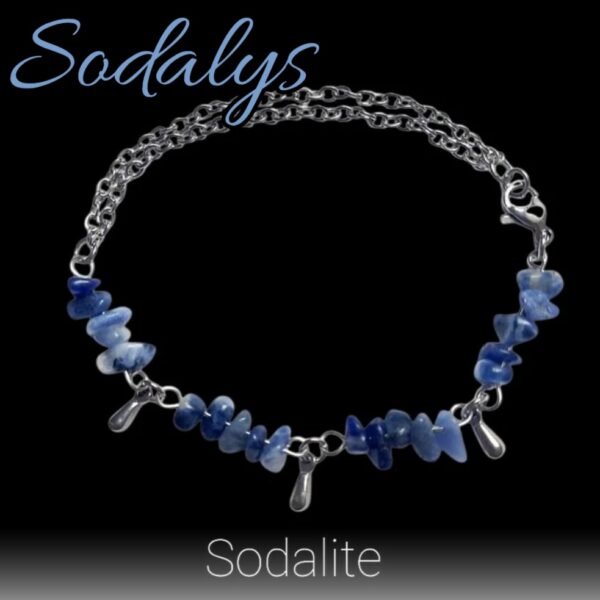 Boucles d'oreilles artisanales, sodalite et acier inoxydable