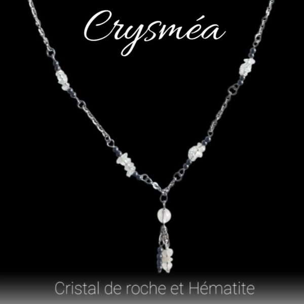 Collier CRYSMEA - Cristal de roche et Hématite – Image 2