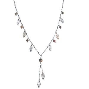 collier avec perles d'unakite et acier inoxydable