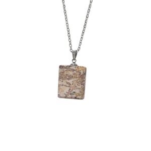 Pendentif en pierre naturelle de jaspe léopard. Taillé et poli dans l'atelier, en auvergne. Artisanat Français